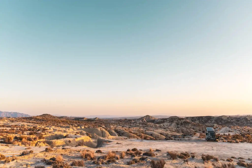 Freistehen mit dem Camper in der Abanilla Wüste in Spanien